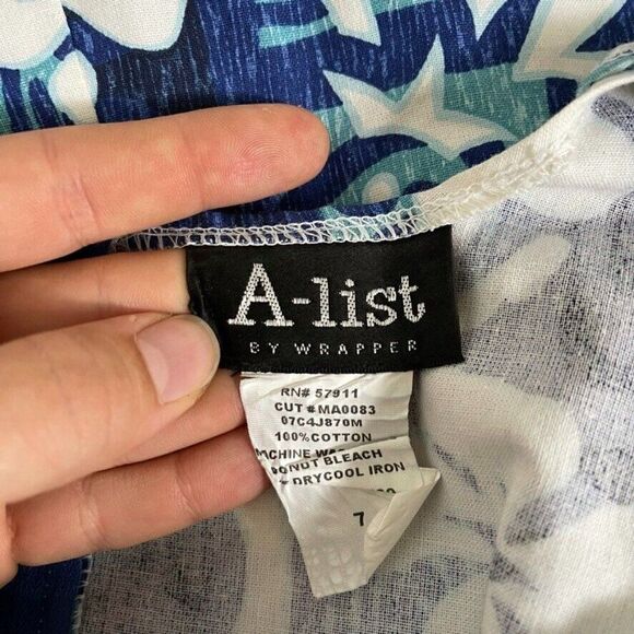 Vintage 1990s Womens Blue Hawaiian Beach Tropical Made in Hawaii Dress Sz M - Picture 6 of 6